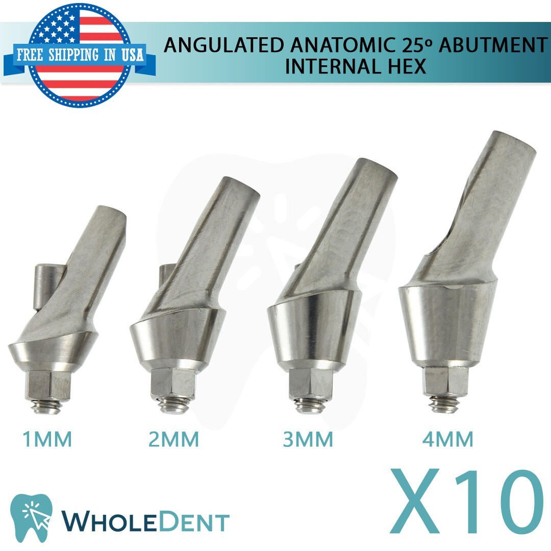 10x Angulated Anatomic Abutment 25° Ø5.4mm Int Hex 2.42mm Dental Instrument