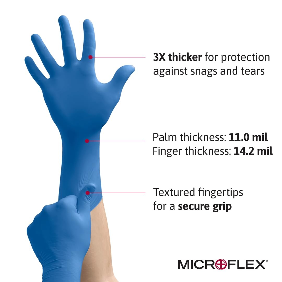 Ansell MICROFLEX SafeGrip SG375 Extra Thick Disposable Latex Gloves for Life …