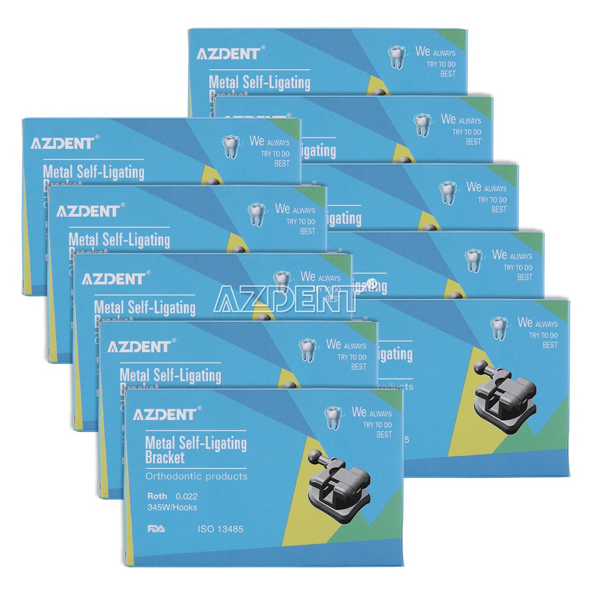 5X AZDENT Dental Orthodontic Self Ligating Brackets Braces Roth.022 Hooks 345 US