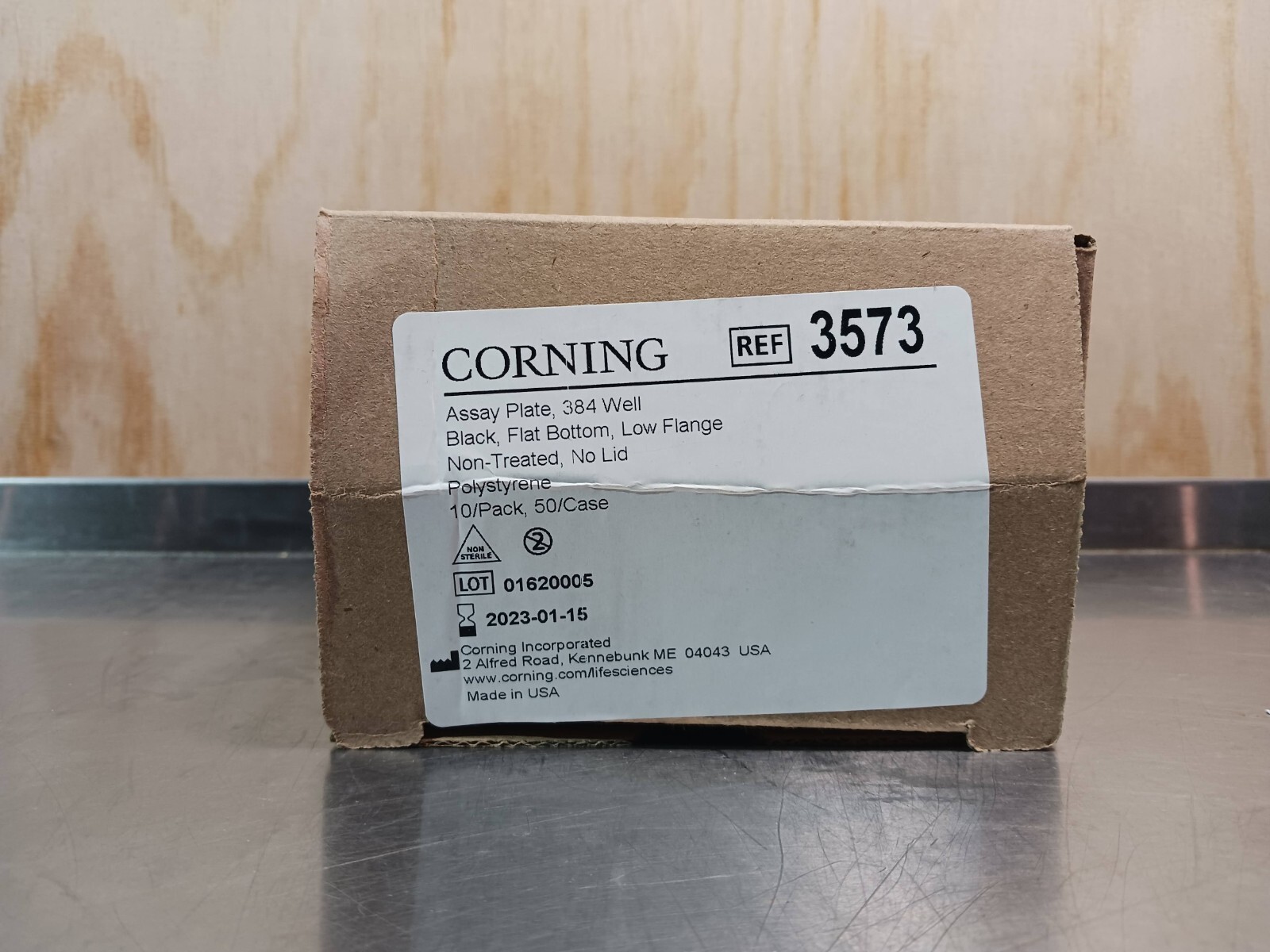 Corning 3573 384 Well Black Flat Bottom Polystyrene Assay Plate / Case Of 50