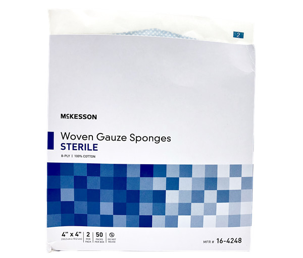 Gauze Sponge Medi-Pak Performance Cotton Gauze 8-Ply 4 X 4» Sterile Box of 100