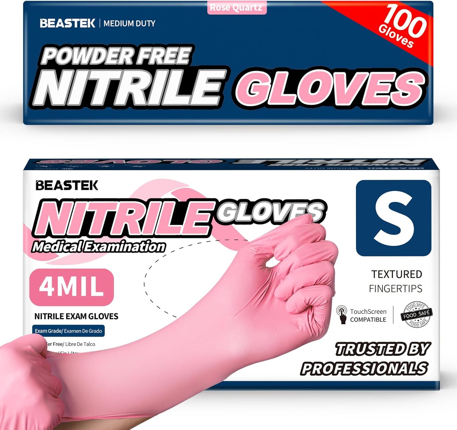 Disposable Exam Gloves,4Mil 100 Ct Powder-Free Latex-Free Food-Safe for Cooking