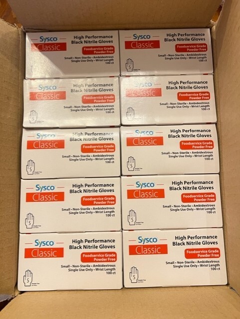 SYSCO High Performance Nitrile Gloves – BLACK SMALL – 10/100 Ct Case