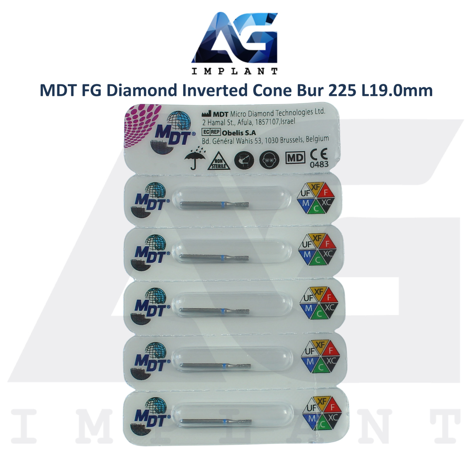 MDT Dental FG Diamond Coated Inverted Cone Bur 225 L19.0mm Prepare Cavities
