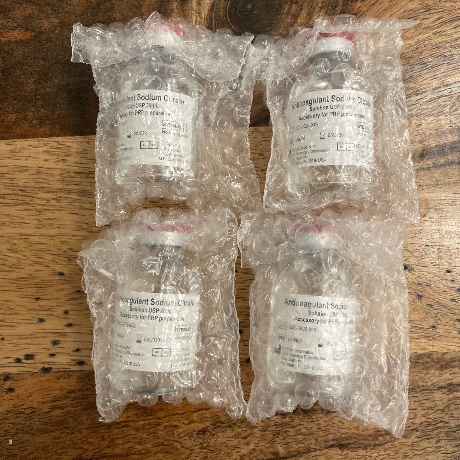 Anticoagulant Sodium Citrate Solution USP 20mL Vials, Bundle Lot of 4 Vials. PRP