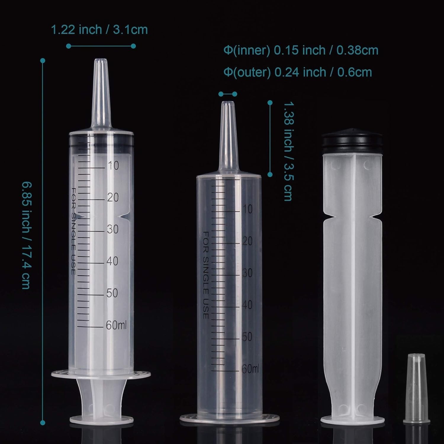 12Pack 60ml Syringe for Liquid – Large Plastic Syringes Without Needle for Food