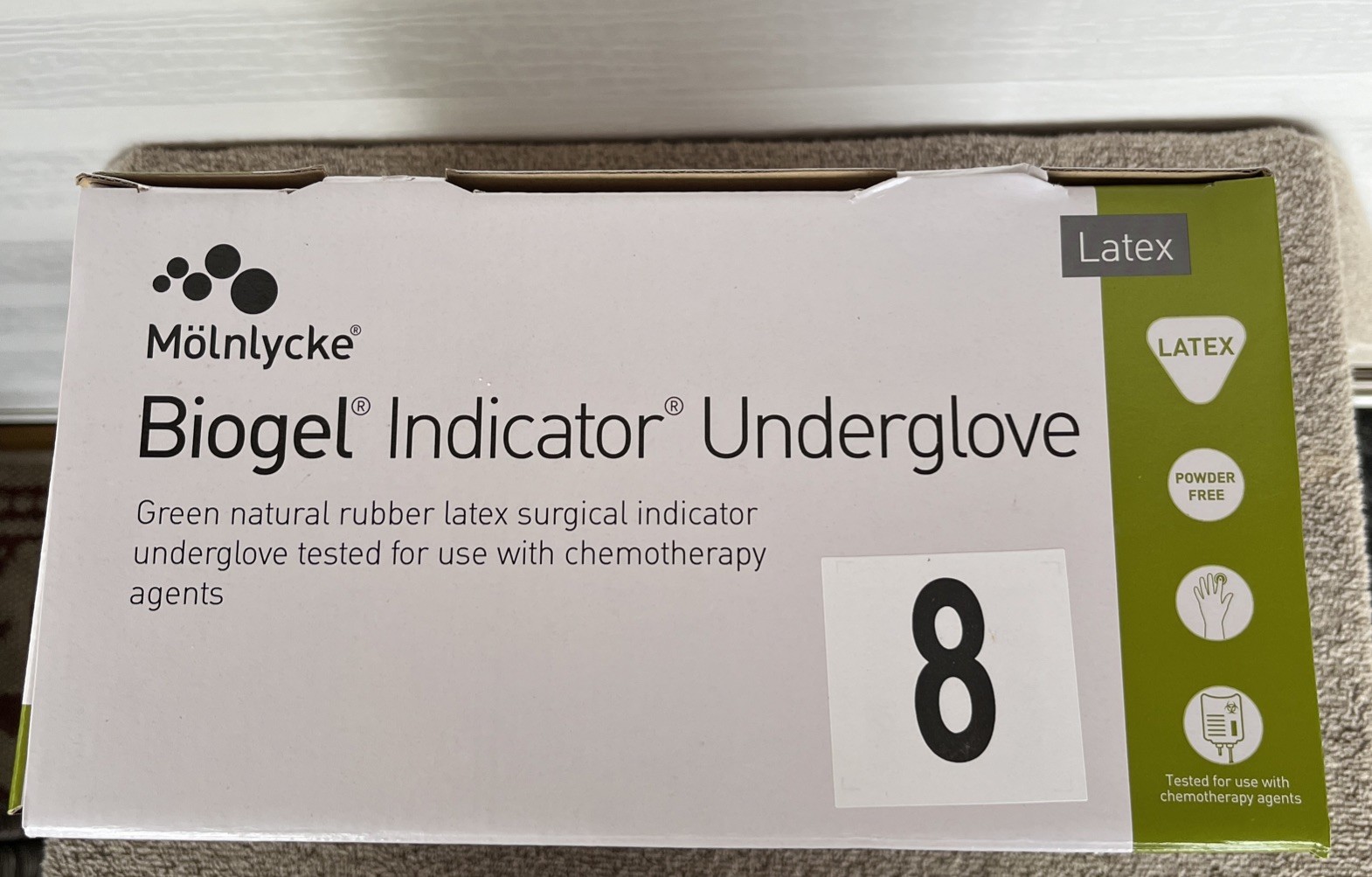 Molnlycke Biogel Surgical Underglove Latex Sterile 50 Ct. 31280 Sz 8 Exp9/28/27