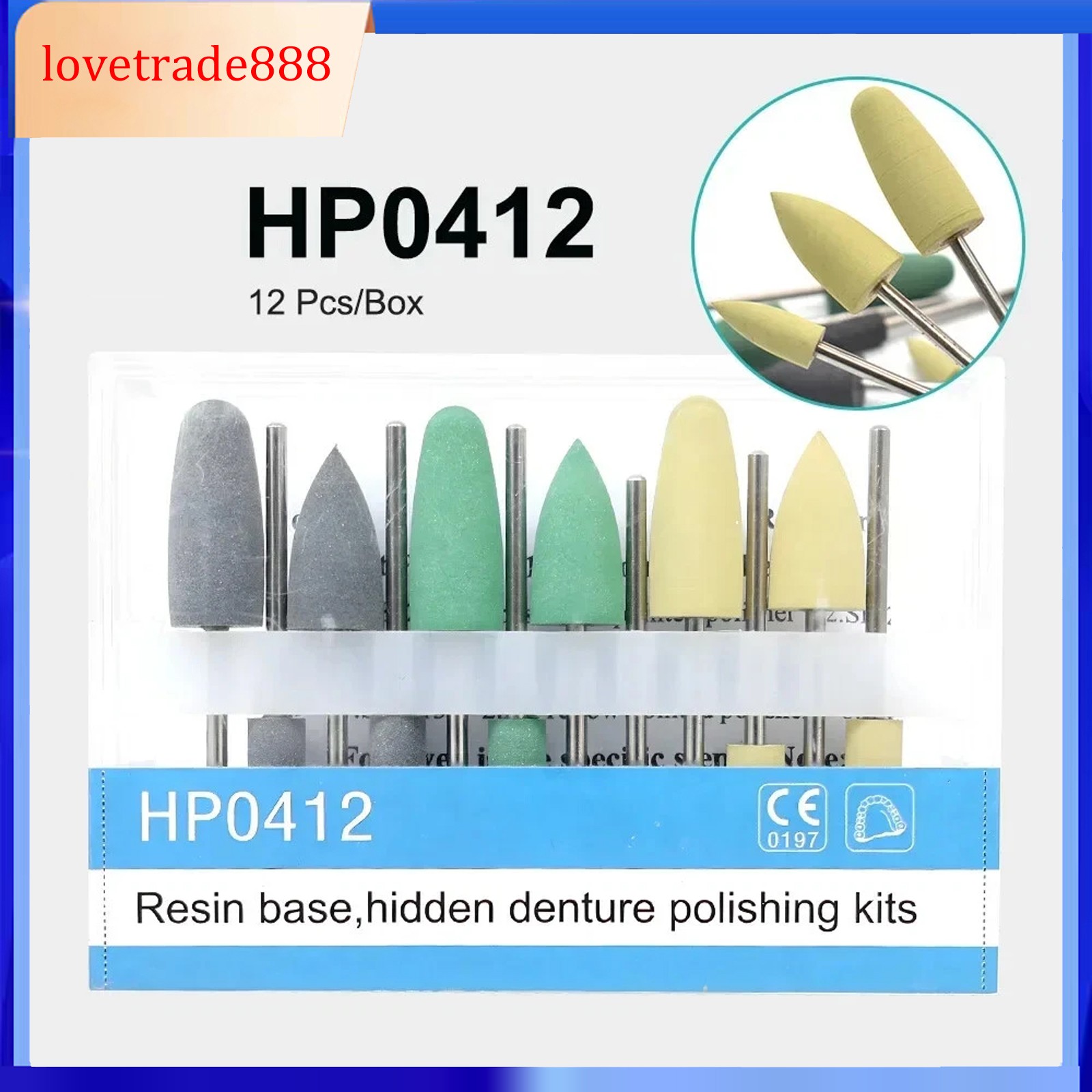 Dental Diamond Burs HP 0412 Resin Base Hidden Polishing Kit Low Speed