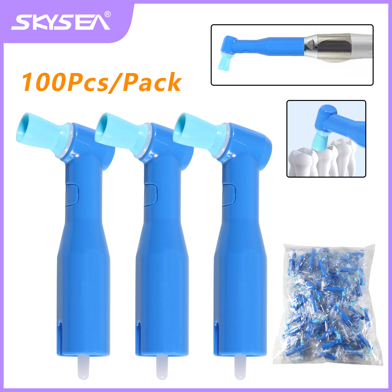Dental Disposable Blue Body Prophy Angles Turbine Blade Cup Firm 105° 100’s