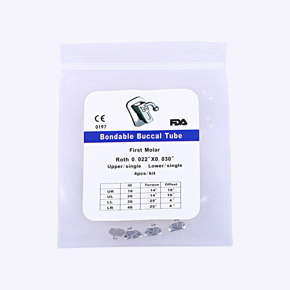 4 Pcs/Kit Dental Orthodontic Bondable Roth/MBT/Edgewise 022 1st/2nd Molar N-Conv