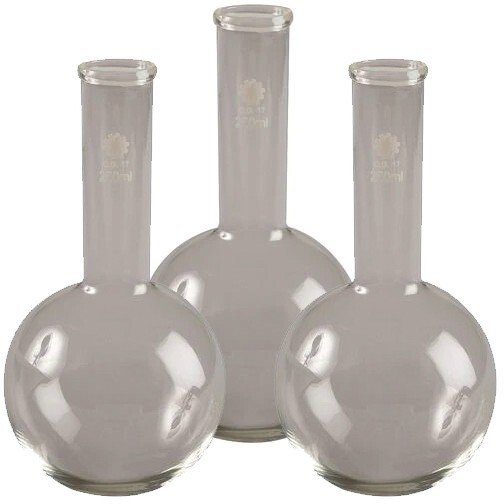Lab Safety Supply 5YHD3 Glass Boiling Flask 500 mL (Lot of 3)