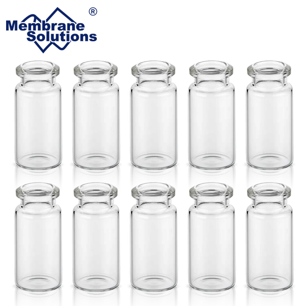 100pcs 10mL Clear Headspace Vial 20mm Crimp Top Glass Bottle Flat Bottom