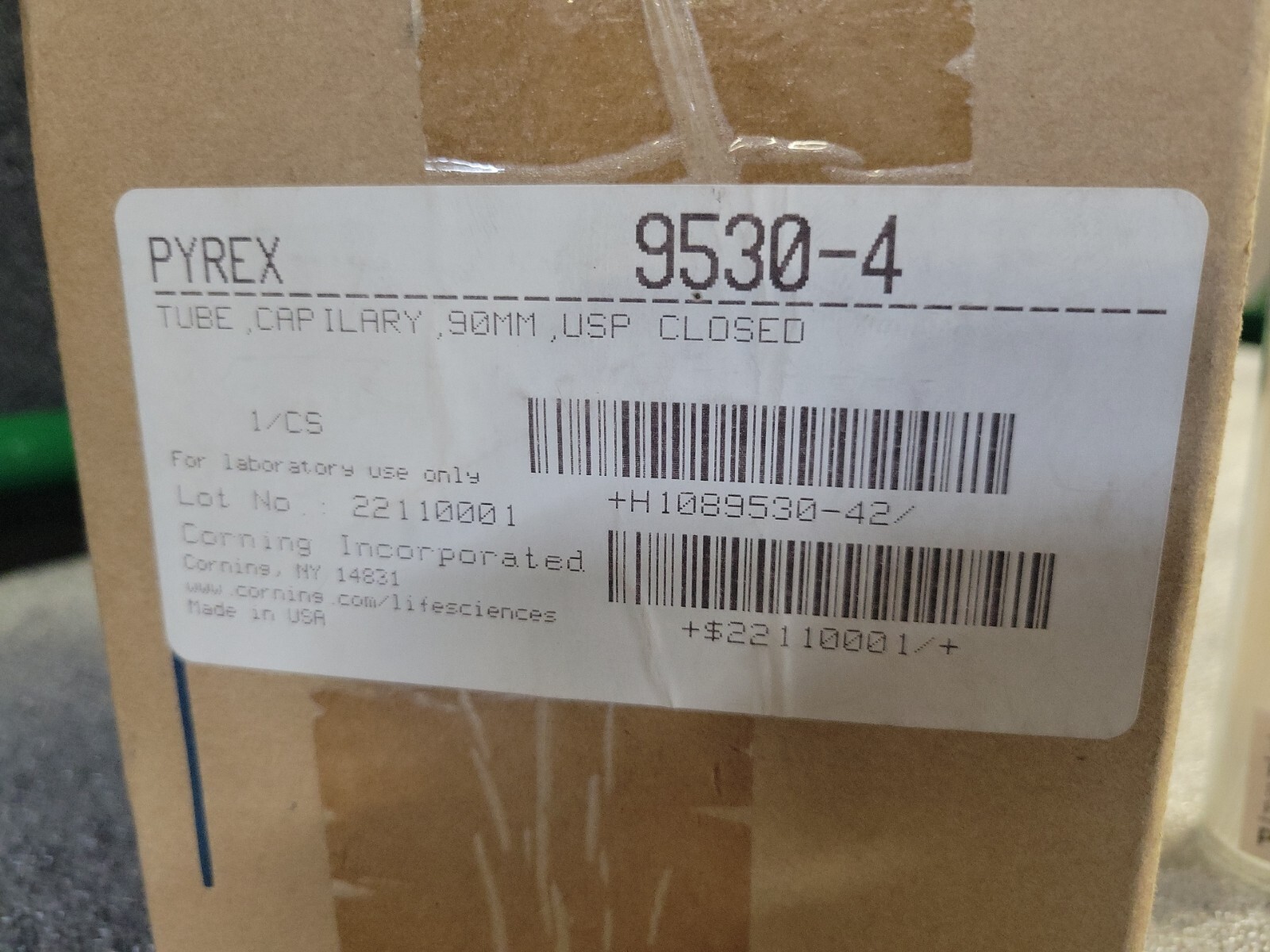 Corning 9530-4 Pyrex Capillary Melting Point Tube, One End Open, 90mm -New 100pk