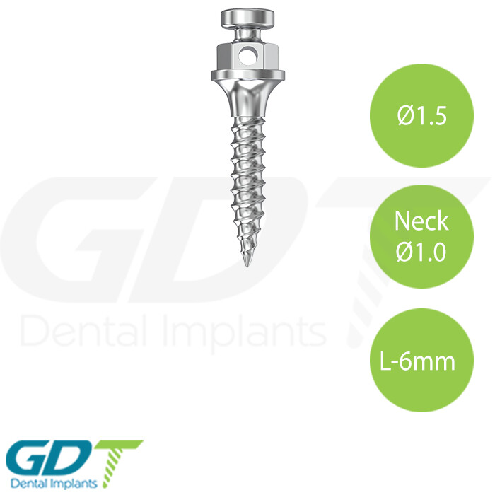 Dental 0rthodontic TADs Micro Fixture Length 6.0mm, Short Neck 1.0mm Sterile
