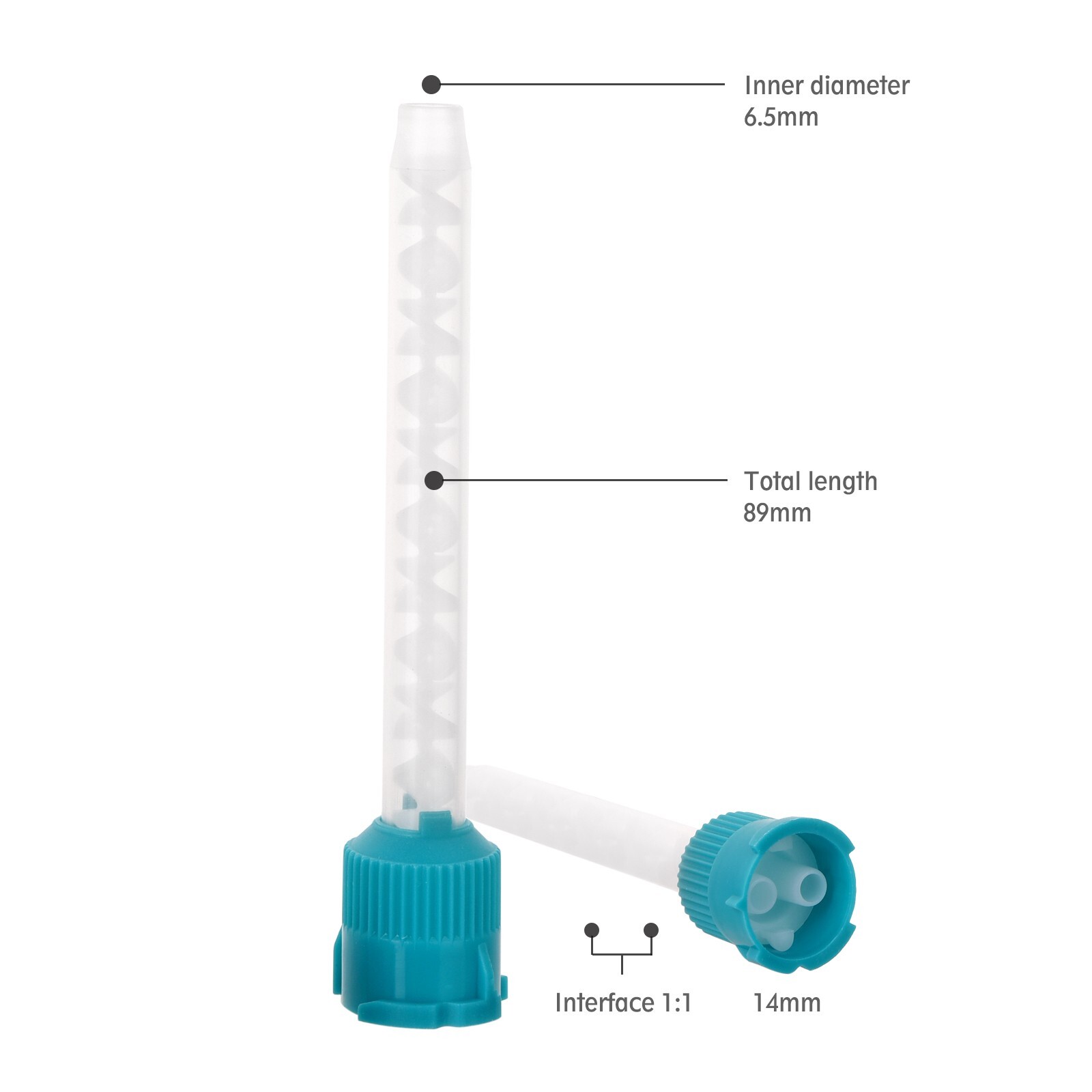 OneMed Dental Mixing Tips Impression HP Tips Teal 6.5mm(1:1) 50Pcs/Bag