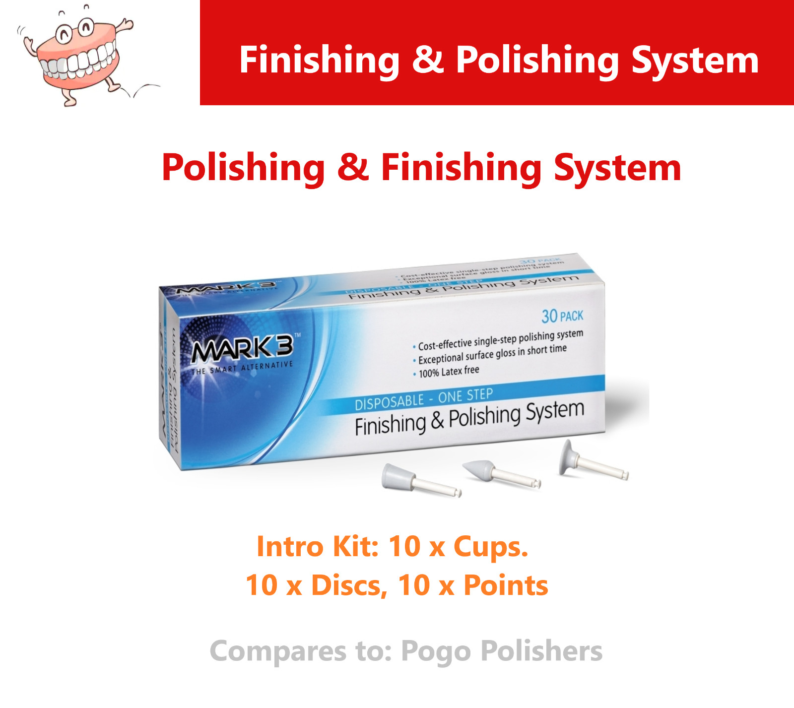 Dental Composite Polishing and Finishing Polisher 1-step Polishing System, 30/bx