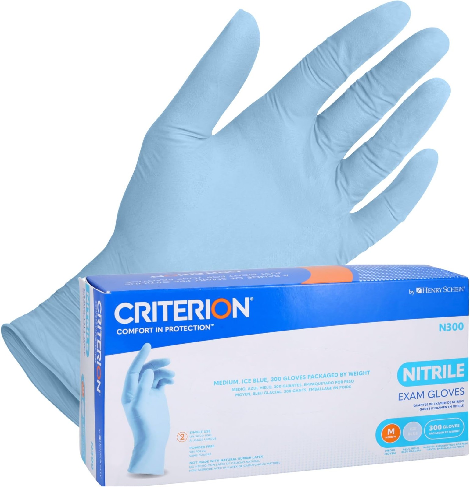 Henry Schein Criterion N300 Nitrile Exam Gloves – Medium, Ice Blue, 300/Box –…