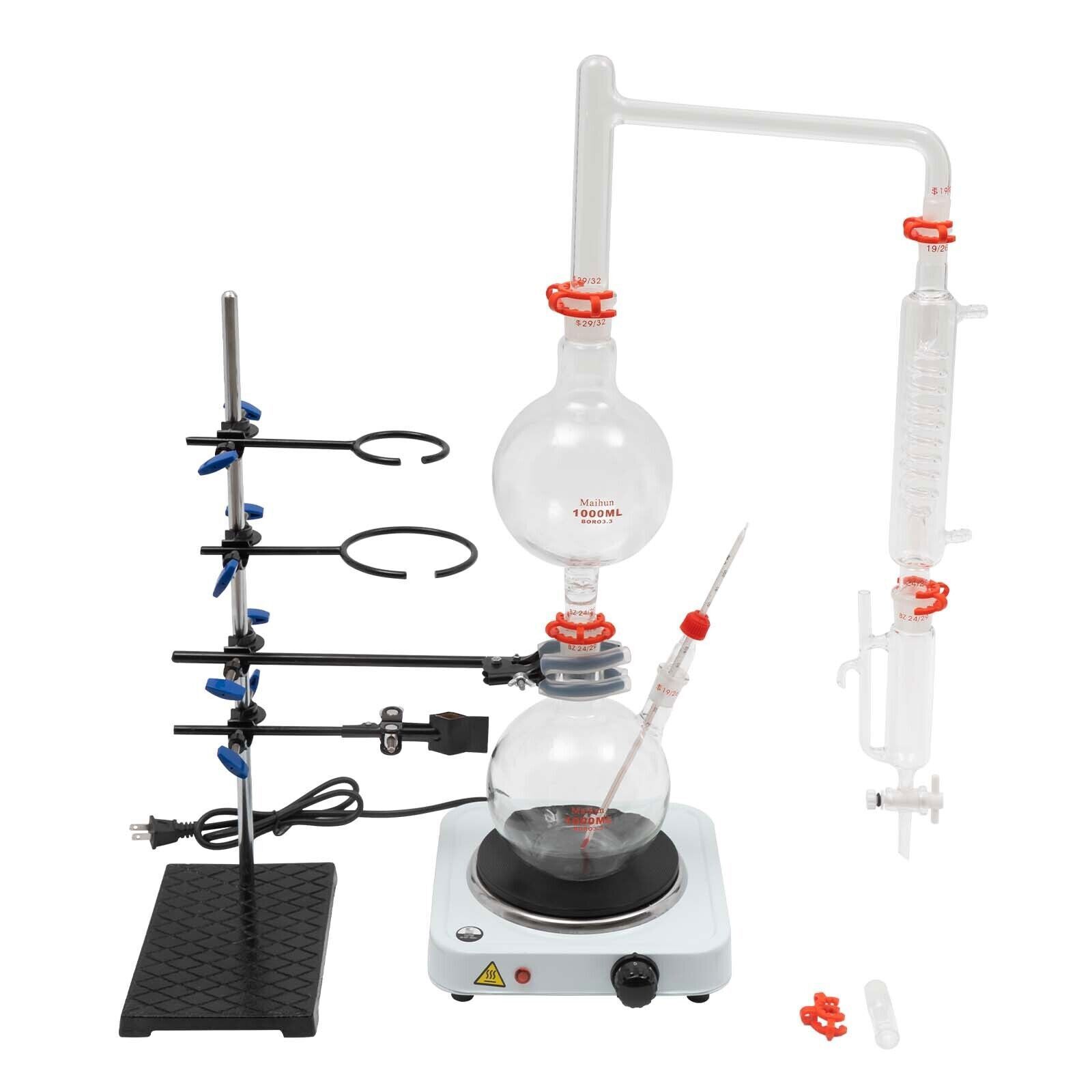 Essential Oil Distillation Apparatus Kit 1000W 1000mL 110V