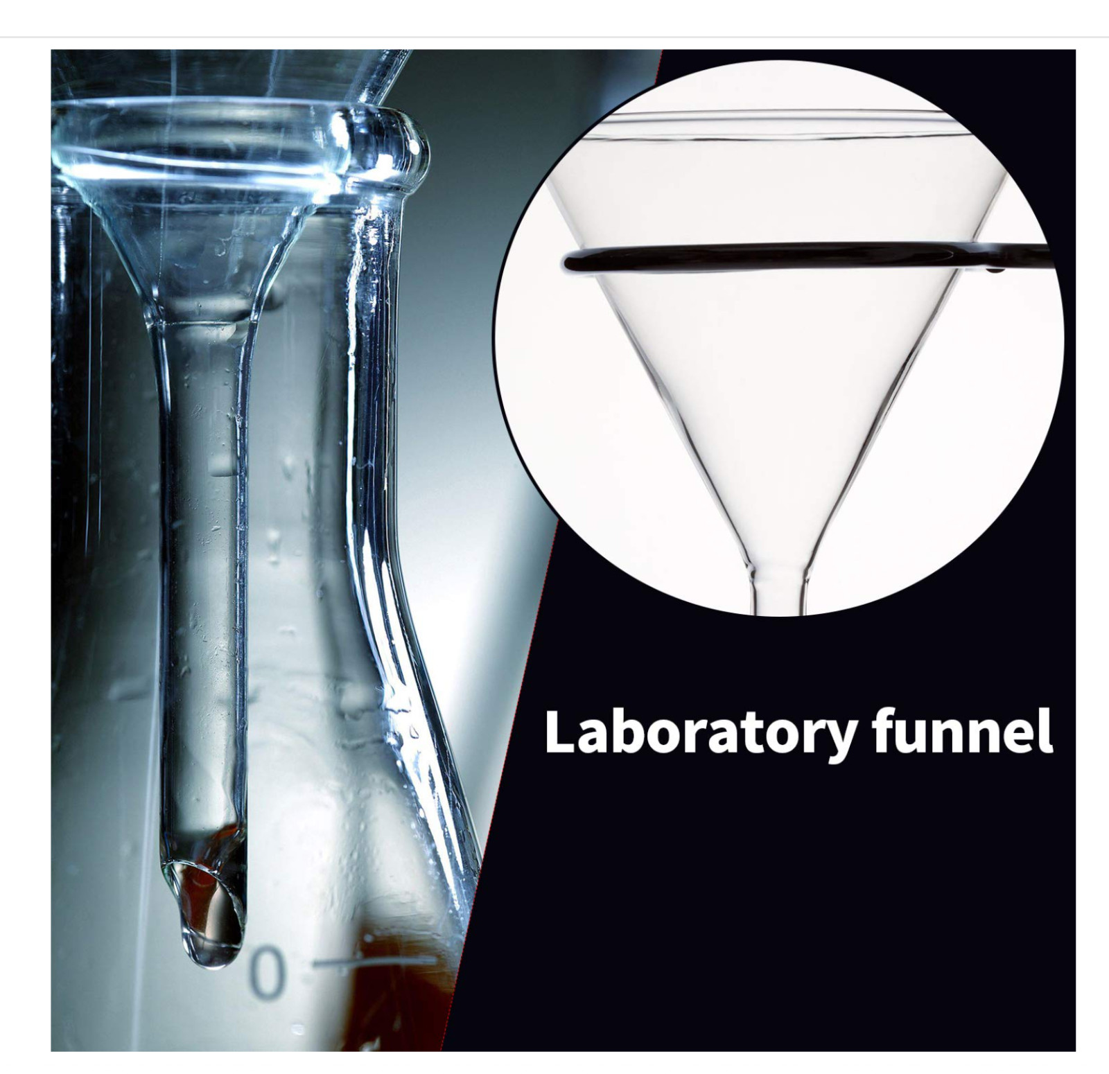 Glass Funnel Set, 4 Pcs Lab Borosilicate Glass Funnels, 100mm (170mm Length), 75