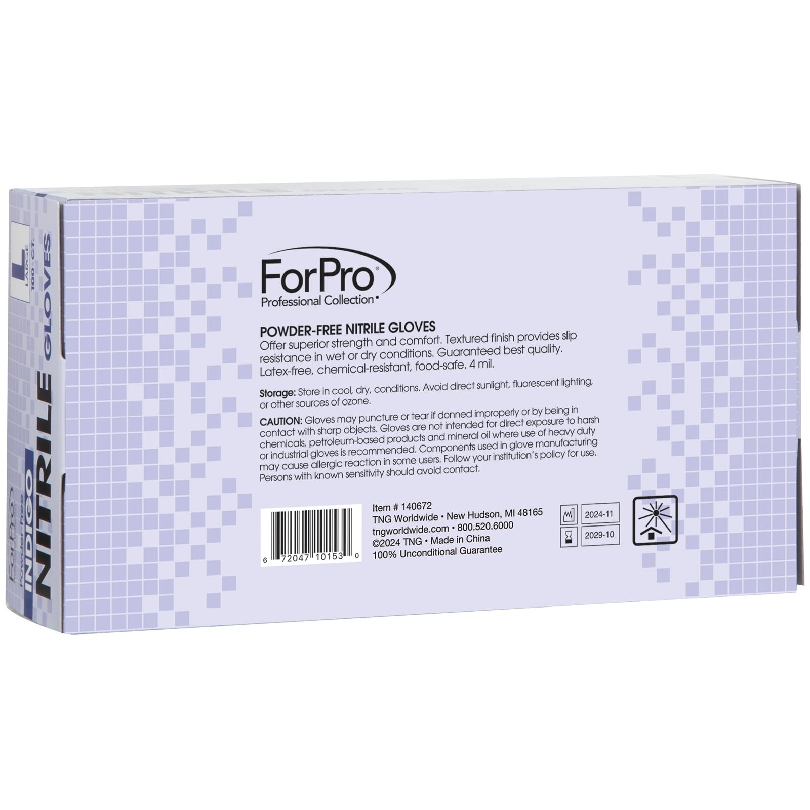 ForPro Disposable Nitrile Gloves, 4 Mil, Indigo, Large, 100~Count