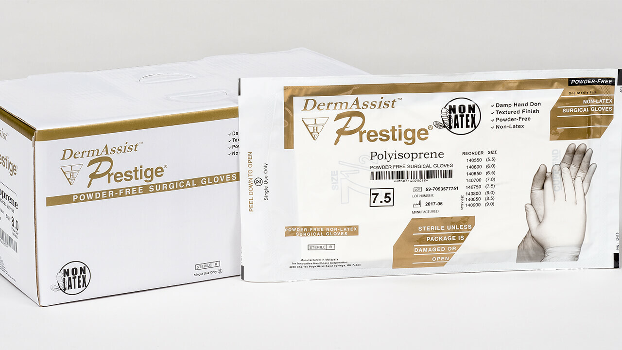 *25-Pair* IHC DermAssist Prestige PF Polyisoprene Surgical Glove Size-7.5 142750