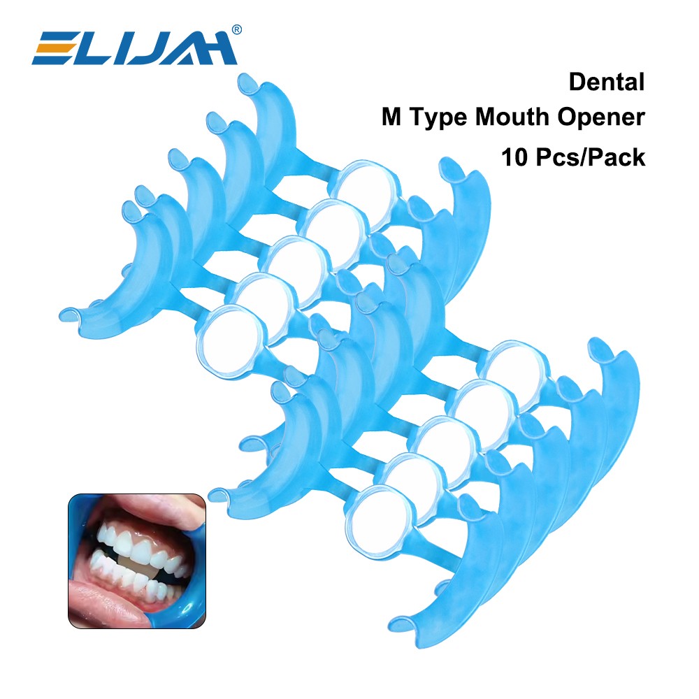 10Pcs/box Dental M Type Intraoral Cheek Retractor Lip Mouth Opener w/Mirror Blue