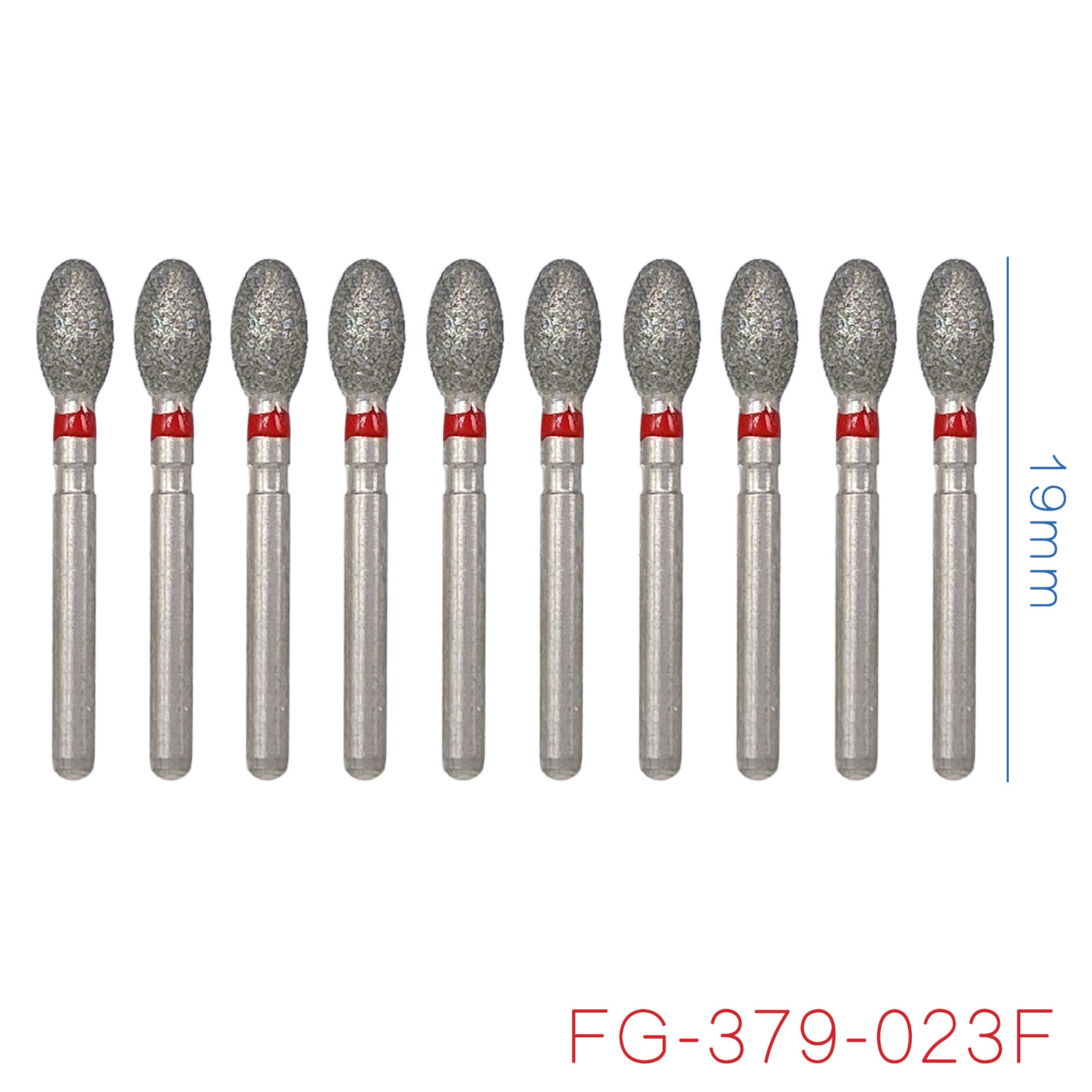 Dental Diamond Burs FG Egg Football 379/023F Fine Grit High Speed 10/50/100Pcs