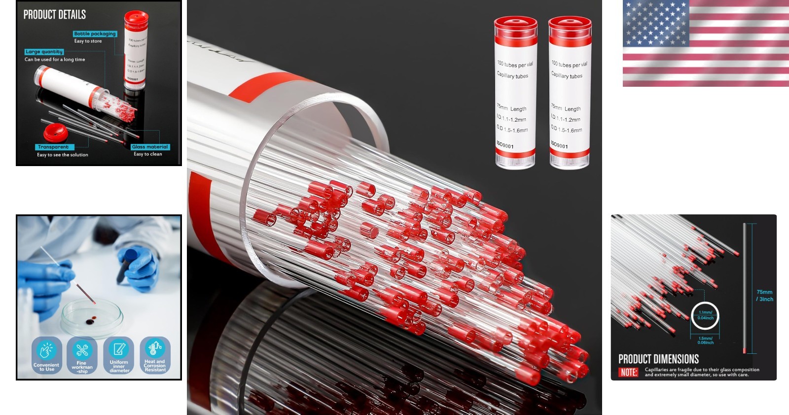 Efficient 200 Pcs Glass Capillary Tubes 75mm – Versatile Lab Use and Sampling