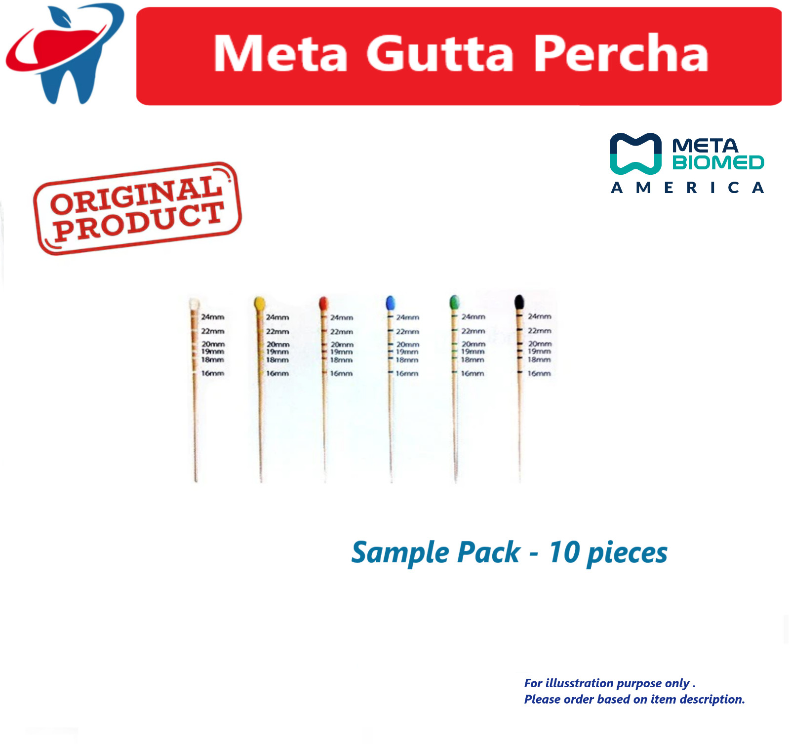 Gutta Percha Points Taper 0.4 / 0.6 /Standart, All Sizes Dental Endo Meta Biomed