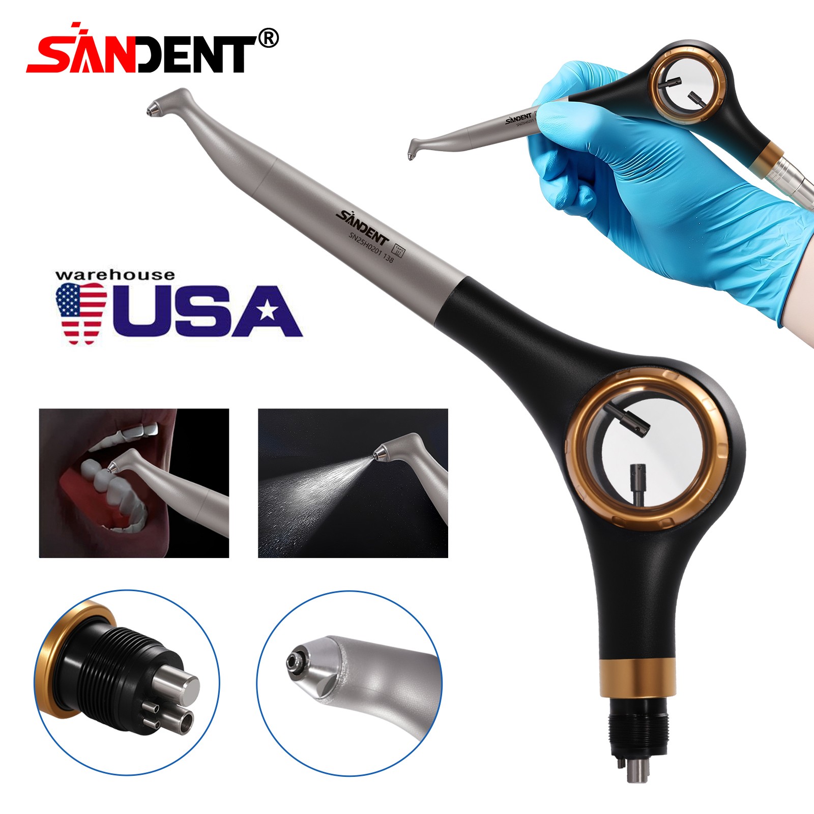 Dental Air Polisher Supragingival Subgingival Detachable Handpiece