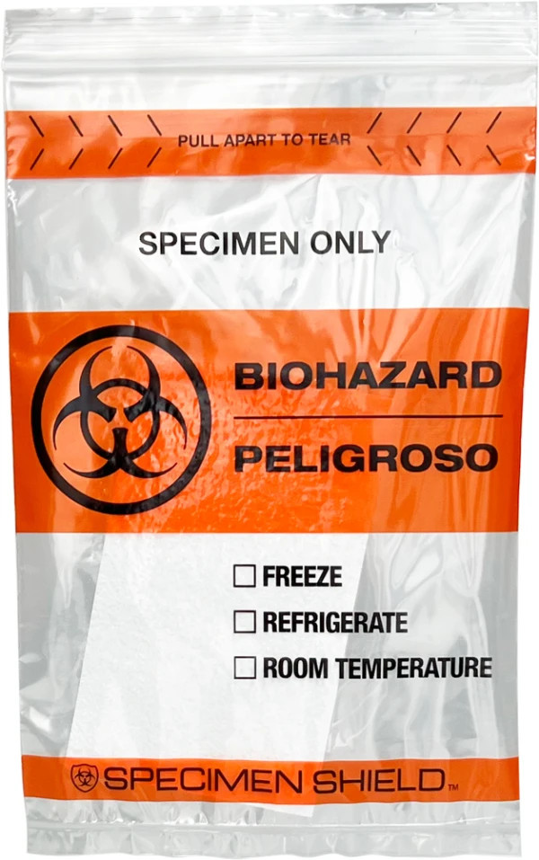 Qty 1200 Box Specimen Shield Absorbent 2 Mil Zip-Close Biohazard Bags 6″ x 9″