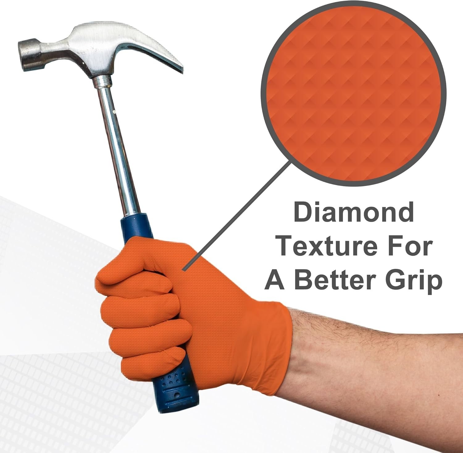 Versatile 8 Mil Nitrile Disposable Gloves with Diamond Grip – Safety in 50 Pack