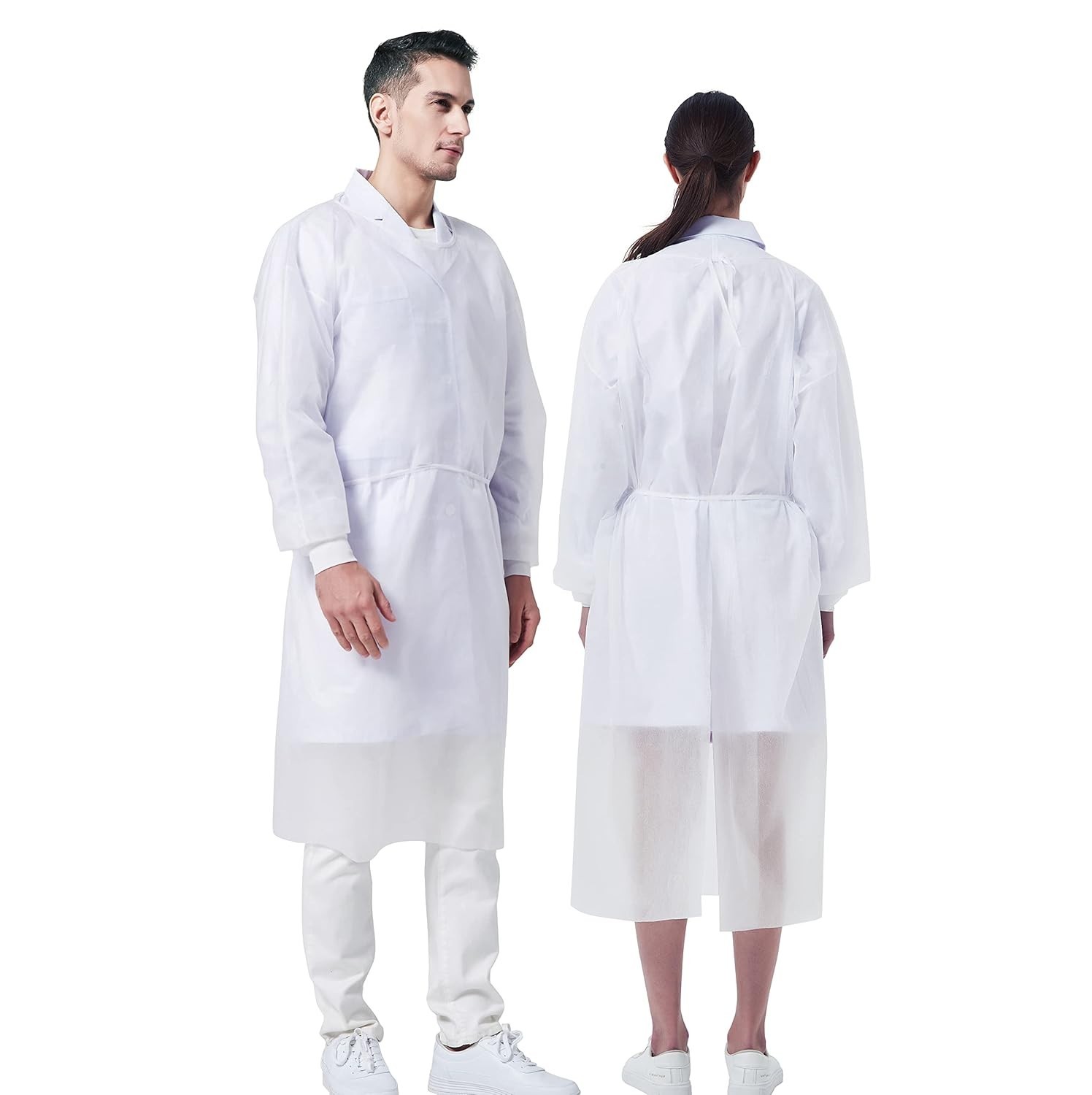 White 20 Pack Disposable Breathable Polypropylene Isolation Gown with Elastic…