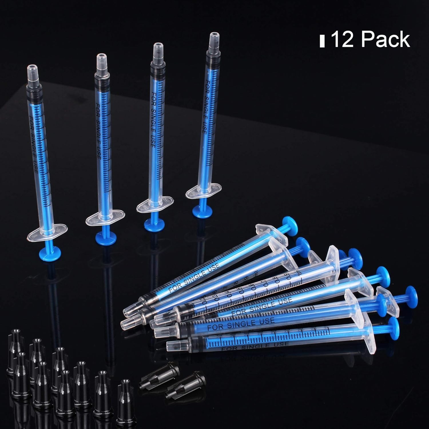 1ML Syringe without Needle, Plastic Syringes Sterile with Cap( 12 Pack 1cc /ml )