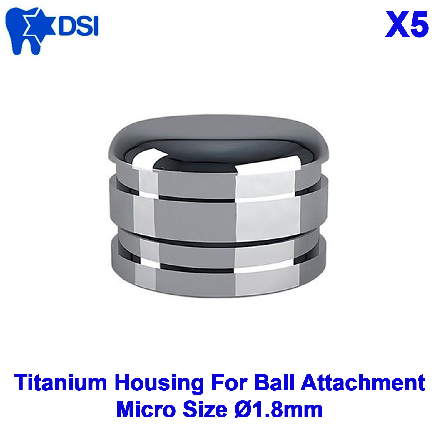 5x Dental Rhein83 Titanium Housing Micro Size For Ball Attachments Ø1.8mm