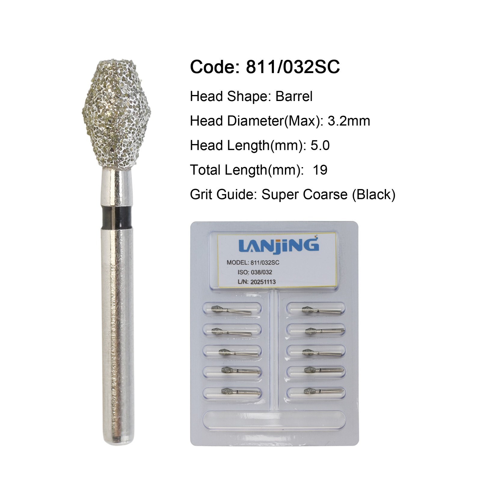 Dental Diamond Burs Barrel Pear Diamond Bur FG High Speed Friction Grip 830/010
