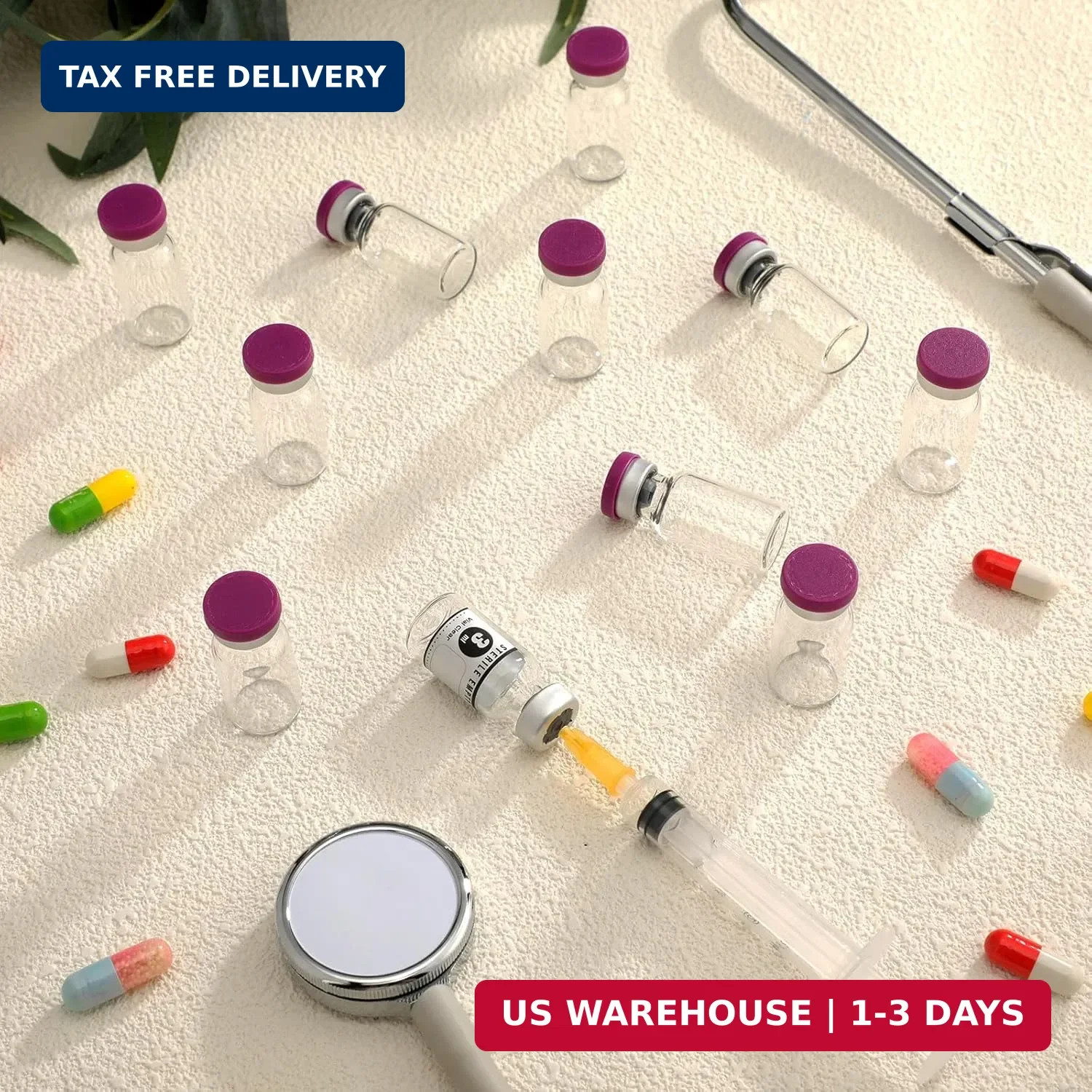 Threlaco 20 Pcs 3ml Sealed Sterile Empty Vials with Self Healing Injection Port