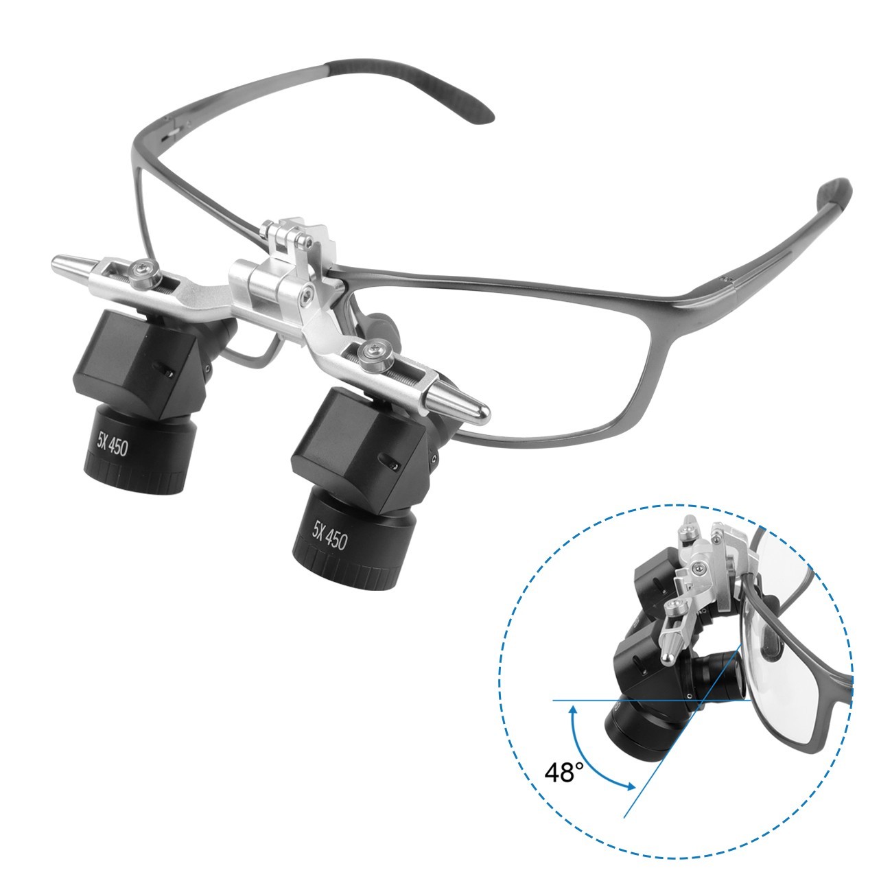 5X Dental 48 ° Ergo Loupes Adjustable Working Distance Surgical Magnifying Glass