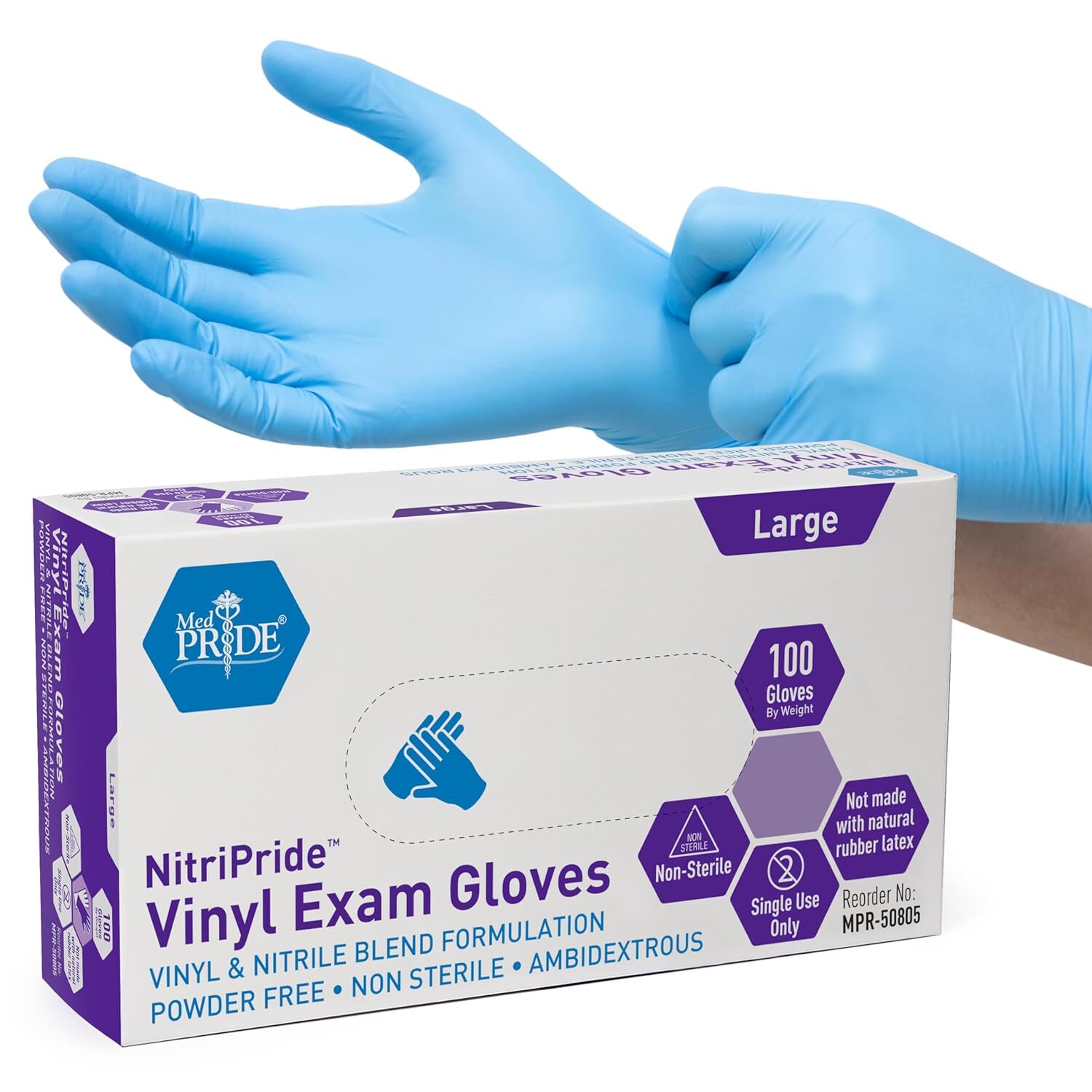 Nitripride Guantes De Examen De Mezcla De Nitrilo Y Vinilo, Grandes 100 – Si…