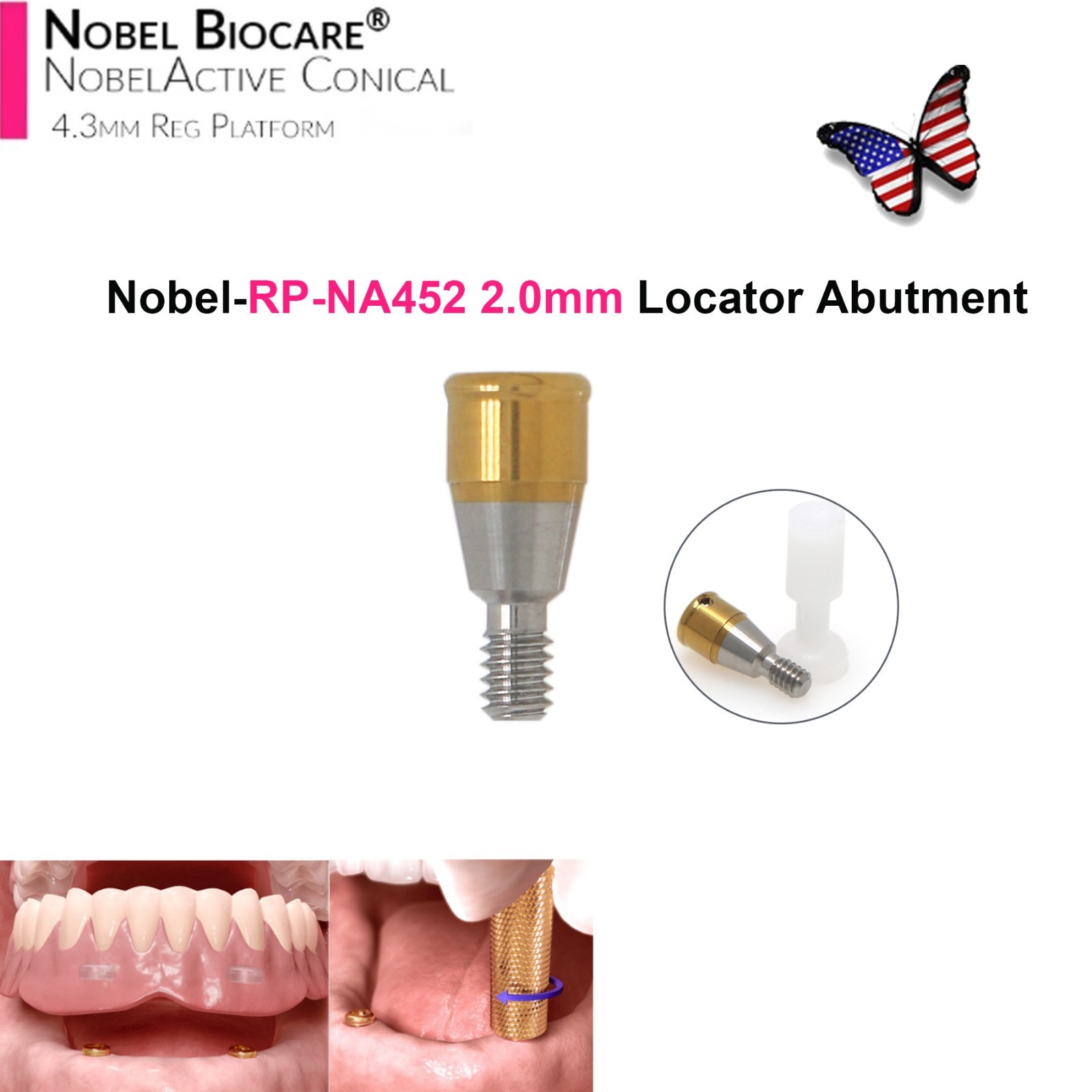 US Fit Nobel Active Locator Attachment Tapered Abutment NP/RP Conical Connection