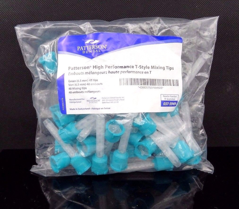 Patterson High Performance T-Style Mixing Tips – 48/Pkg Green (6,5 mm) 037-5949