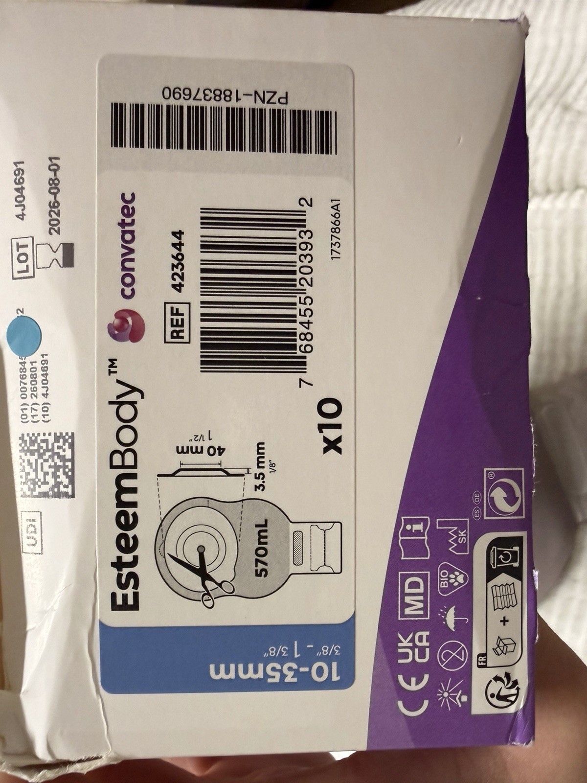 ConvaTec Esteem Body One-Piece Drainable Pouch Cut-To-Fit Flat Wafer Colostomy