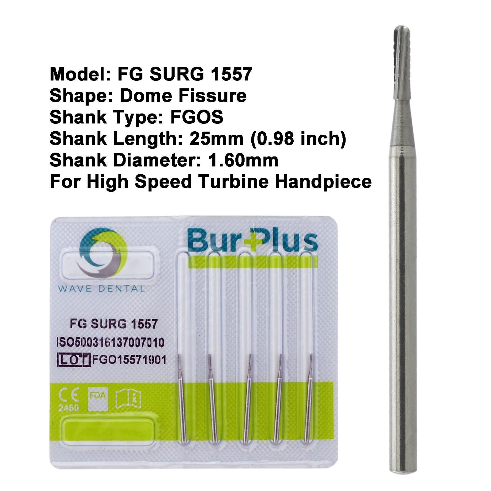 Wave Dental Burs Carbide Surgical FG SURG 1557 1558 Dome Fissure High Speed Bur