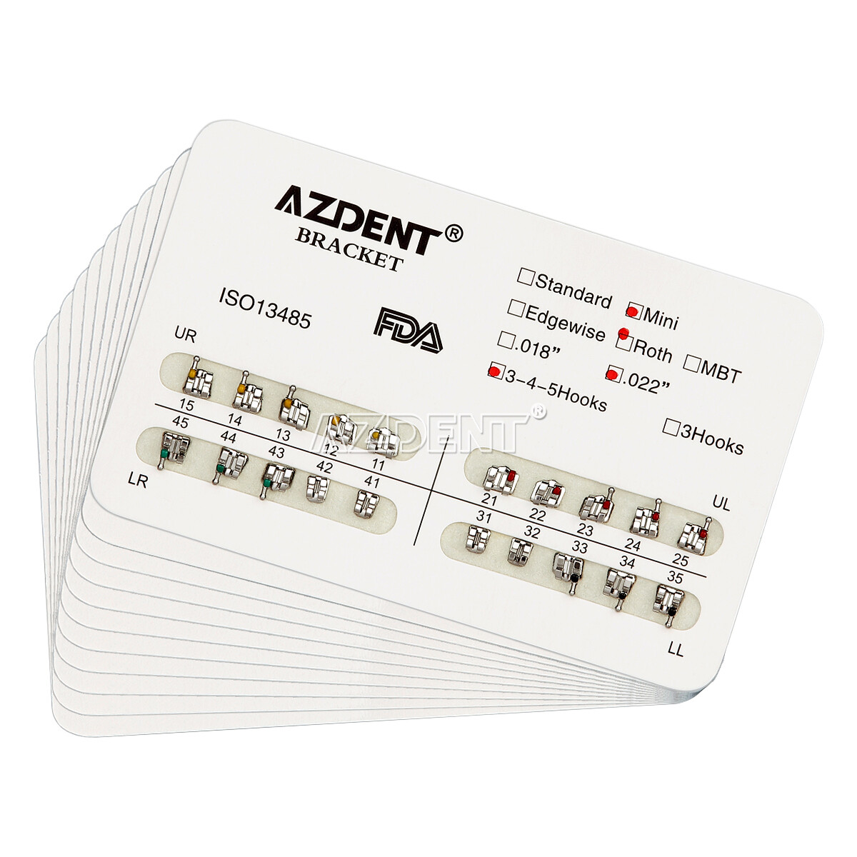 US 20Pzas Dental Ortodoncia Soportes de Frenos Mini Roth 022 3-4-5Ganchos AZDENT
