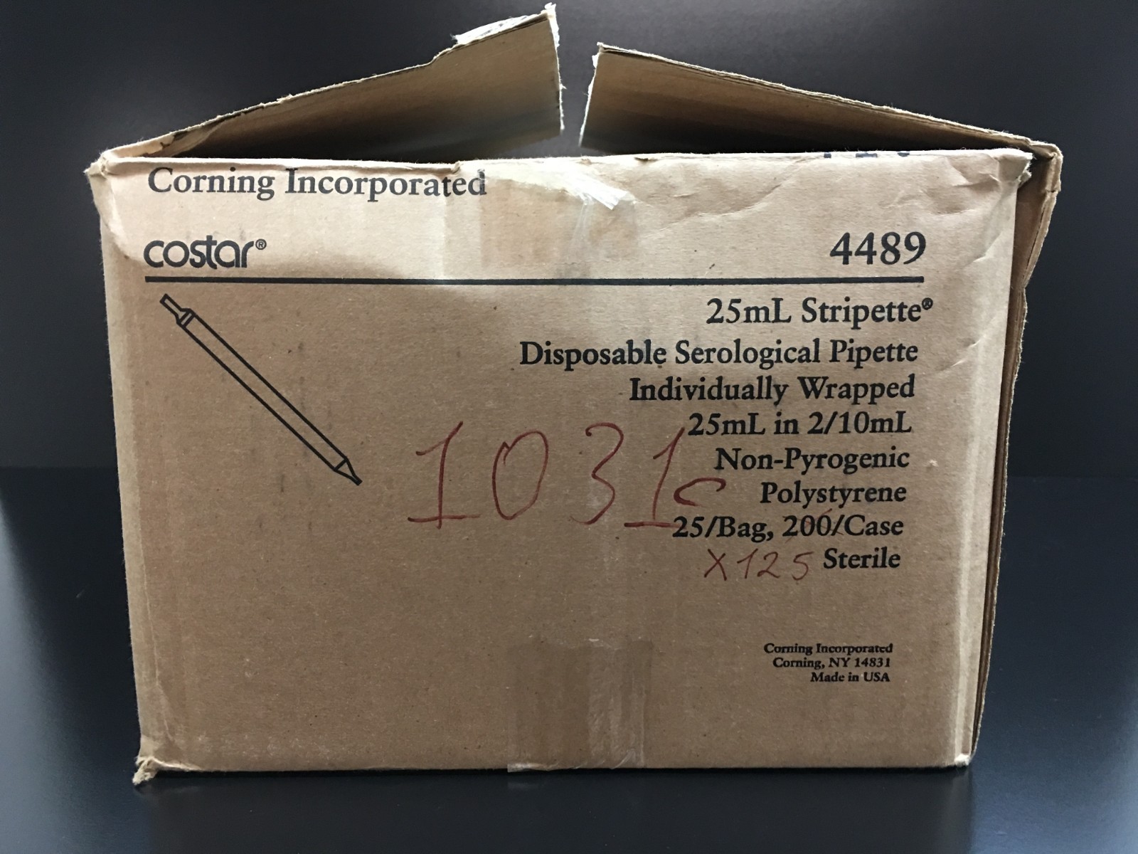 Costar REF 4489 Stripette Serological Pipettes Various 25mL Lot 125 PCS