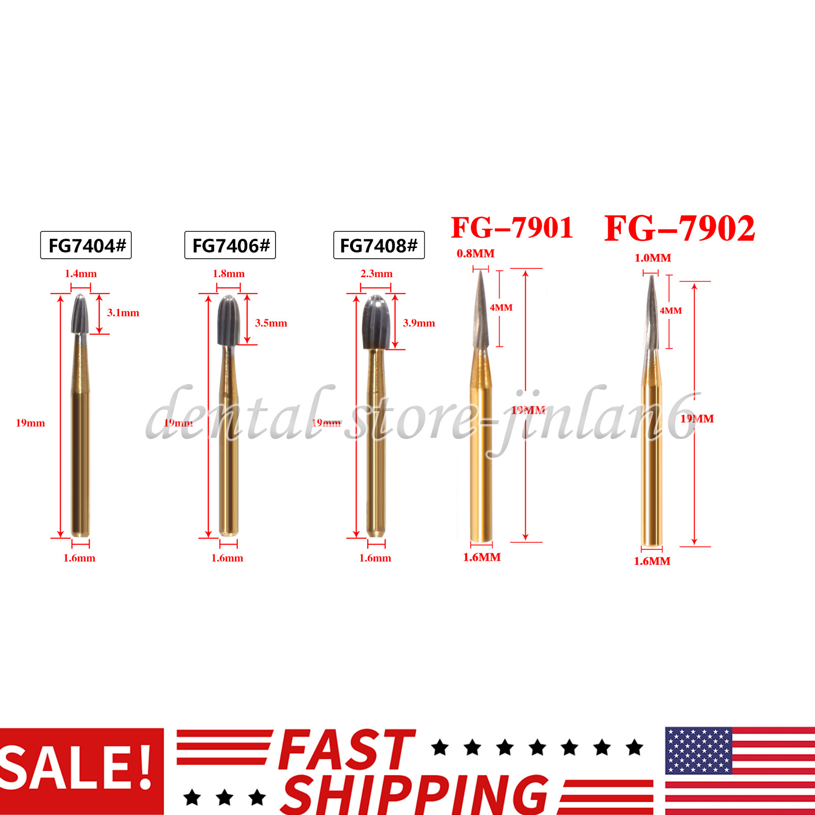 Dental Orthodontic Trimming and Finishing Carbide Burs Need Egg for HP, 10PCS