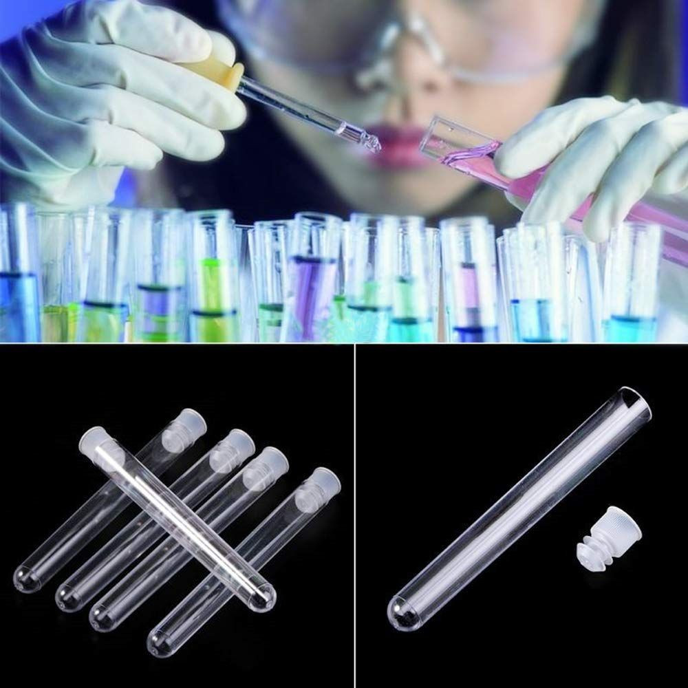 50Pcs Clear Plastic Test Tubes with Rack,16x100mm(10ml) Tube Caps…