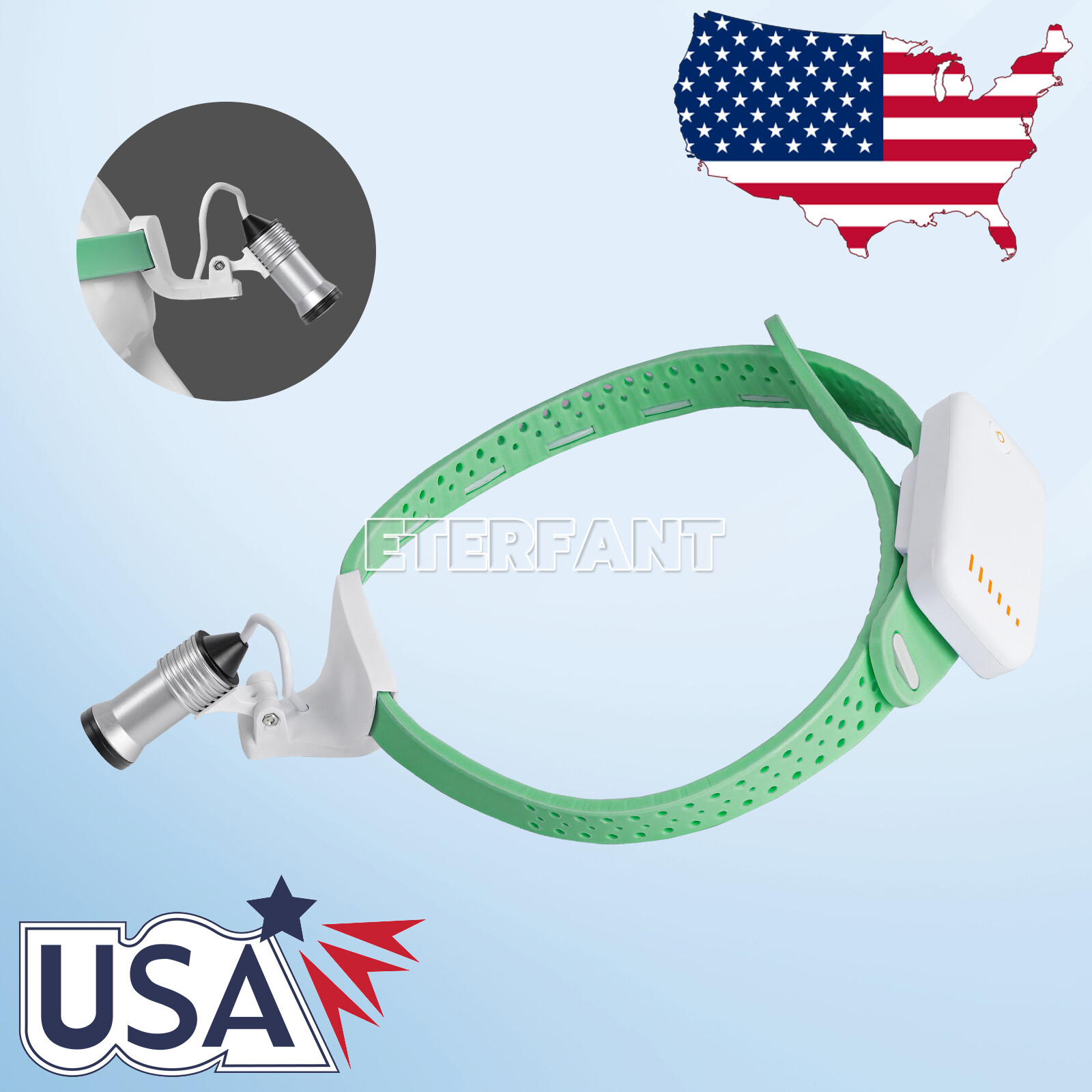 ETERFANT Dental Lightweight Silicone Headlamp Surgery Medical 5W LED Green