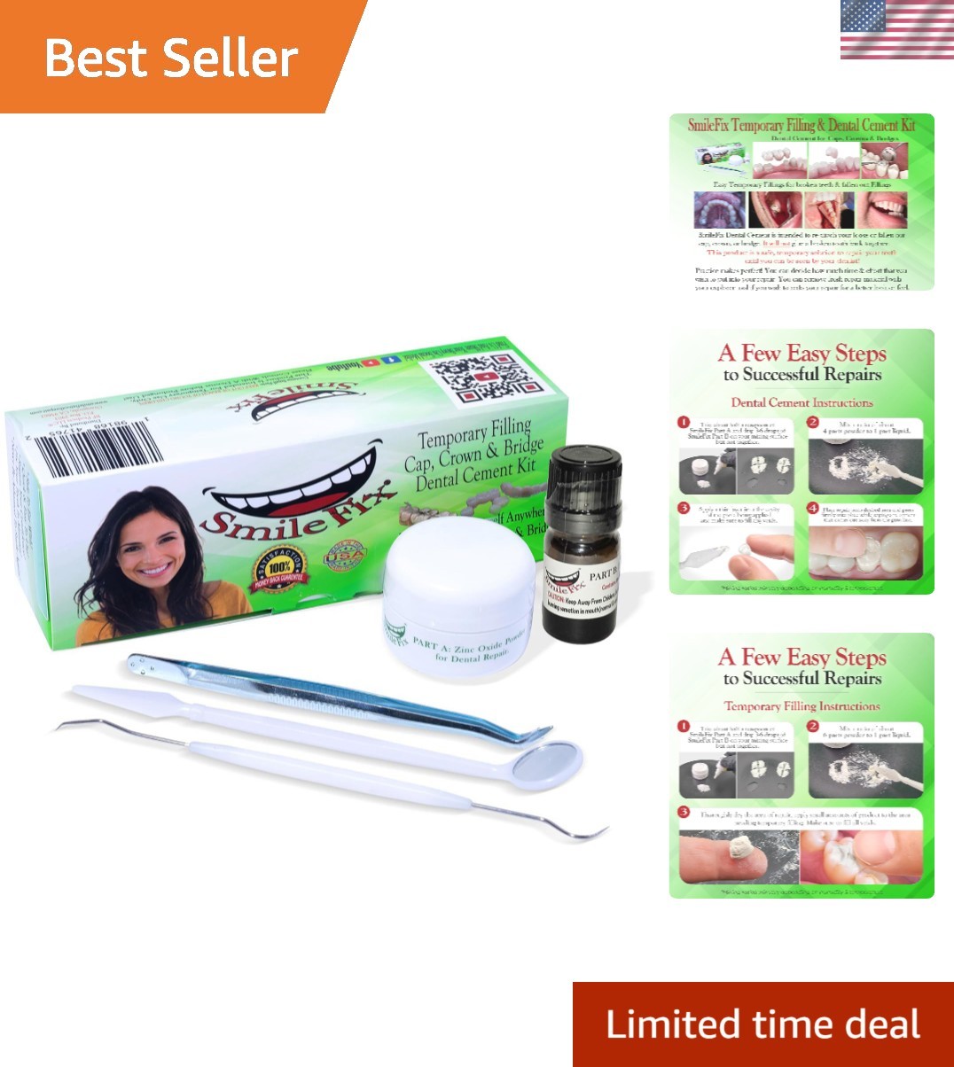 Filling, Cap, Crown & Bridge Dental Repair Kit – Sturdy Zinc Oxide & Eugenol …