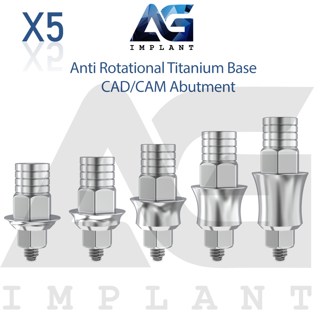 5 Anti Rotational Titanium Base CAD/CAM Prosthetic Dental Lab Int Hexagon
